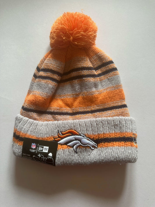 Denver Broncos NFL Bobble Beanie Multi Colour With Tags on