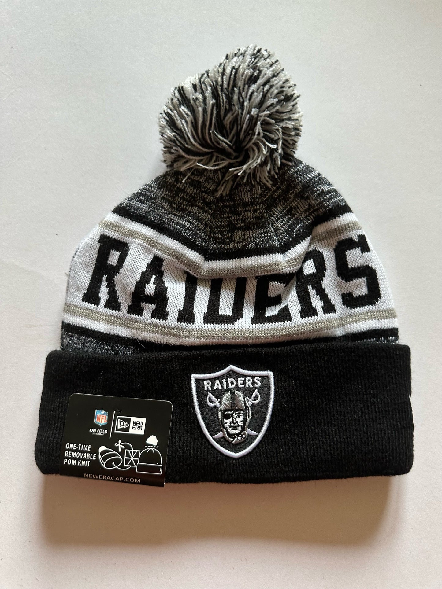 Las Vegas Raiders NFL Bobble Beanie Multi Colour With Tags on