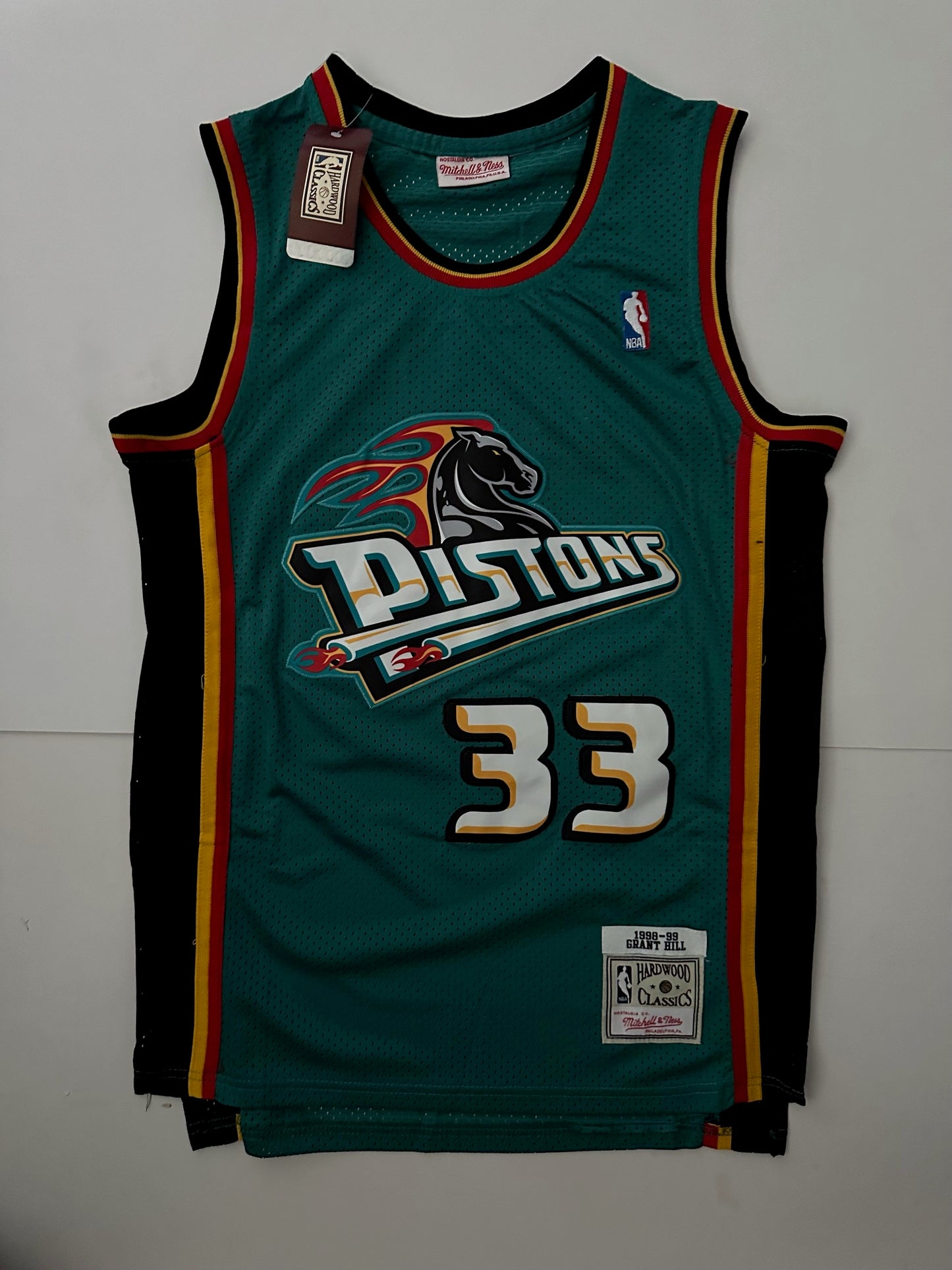 Detroit Pistons NBA Hardwood Classics Basketball Vest Large Hill 33 Green