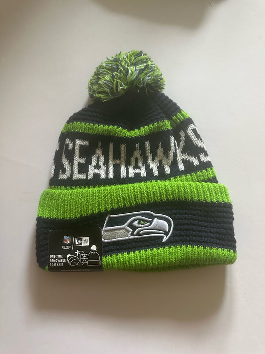 Seattle Seahawks NFL Bobble Beanie Multi Colour With Tags on